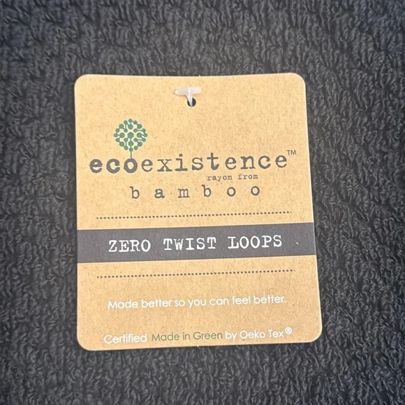 8pc ECOEXISTENCE Bamboo Zero Twist Loops Bath Towel Set - Black - Picture 4 of 12